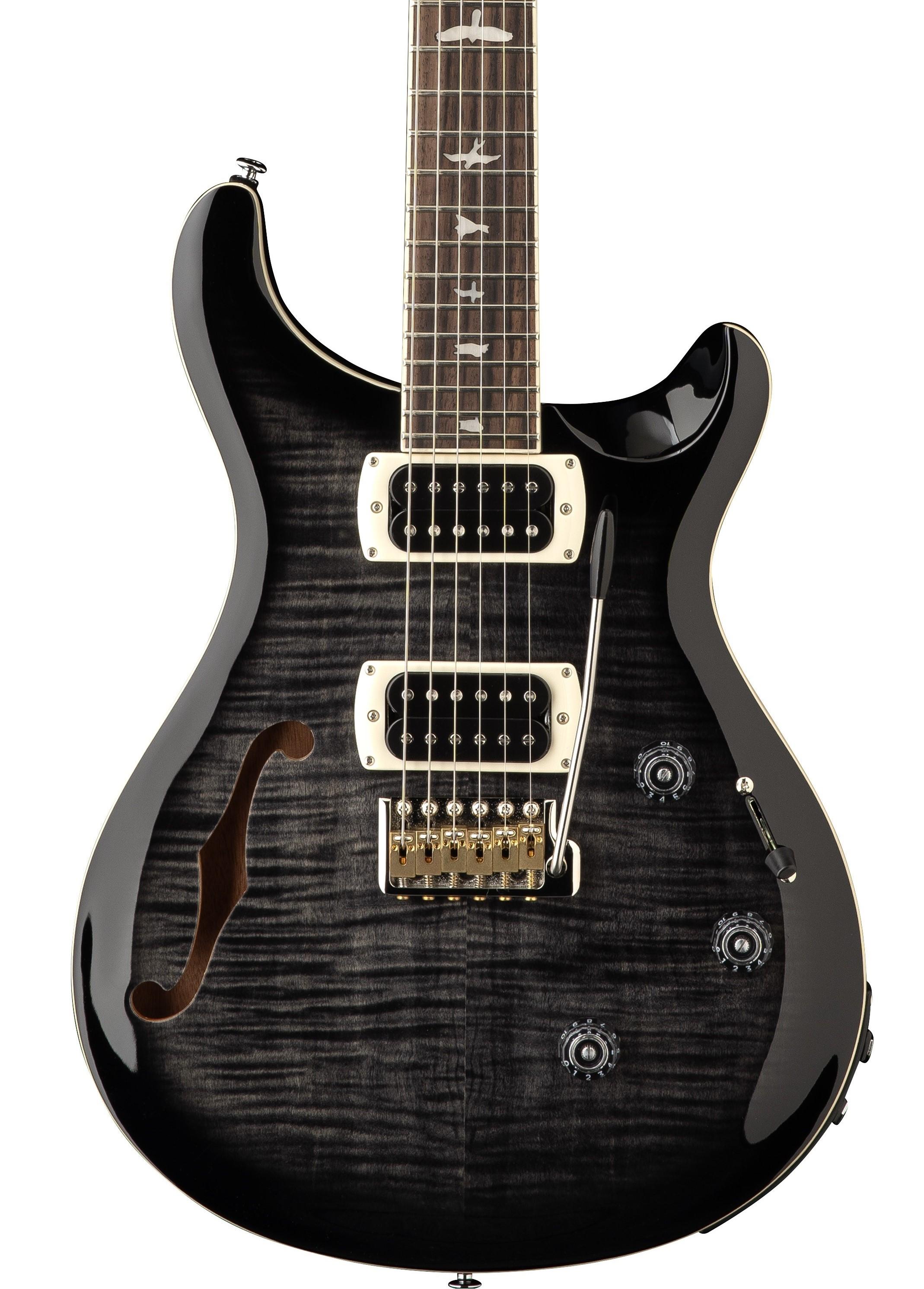 PRS SE Custom 24 Semi-Hollow Piezo Electric Guitar in Charcoal